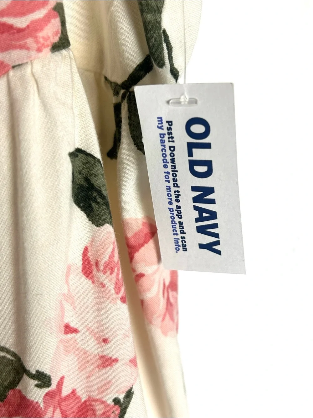 Old Navy Top Girls Large 10-12 Tie-Back Cami Top Cream Pink Flowers Summer